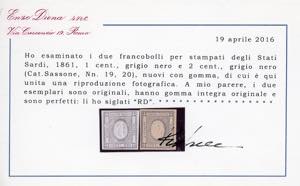 1861 - 1 e 2 cent. per stampati ... 