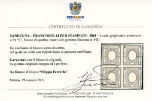 1861 - 1 cent. errore di cifra 2 ... 