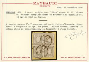 1862 - 2 cent. grigio nero (20), ... 