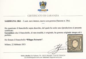 1861 - 2 cent. nero intenso (20e), ... 