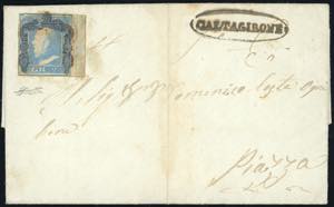 1859 - 2 grana azzurro, I tavola (6), stampa ... 