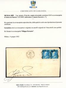 1859 - 2 grana azzurro, II tavola ... 