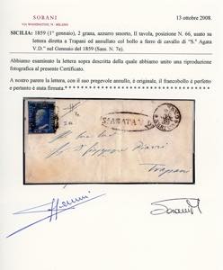 1859 - 2 grana azzurro smorto, II ... 