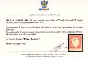 SAGGI 1860 - 20 cent. carminio, ... 