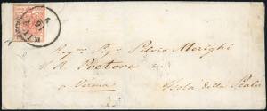 1852 - 15 cent. rosso, III tipo, carta a ... 