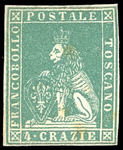 1857 - 4 crazie verde (14), gomma originale, ... 