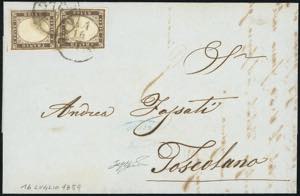 1859 - 10 cent. bruno grigiastro (14A), ... 