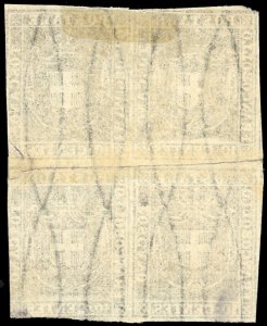 1860 - 10 cent. bruno (19), blocco ... 