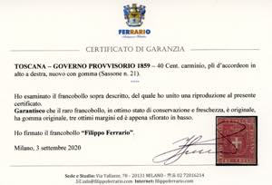 1859 - 40 cent. carminio (21), ... 