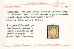 1862 - 80 cent. giallo arancio ... 