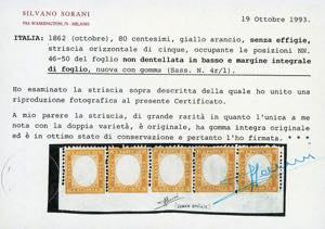 1862 - 80 cent. giallo arancio, ... 