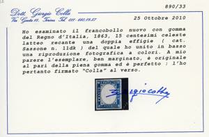 1863 - 15 cent. celeste latteo, ... 