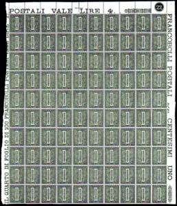 1866 - 1 cent. verde oliva, De La Rue, ... 