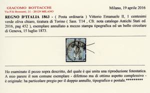 1863 - 1 cent. De La Rue, tiratura ... 