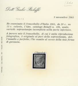 1865 - 20 cent. su 15 cent. Ferro ... 