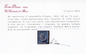 1865 - 20 su 15 cent. celeste, ... 