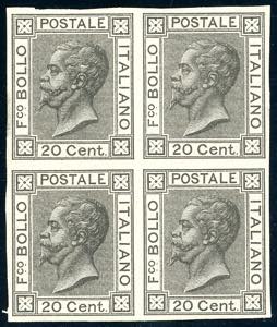 1867 - 20 cent. azzurro, prova di stampa in ... 