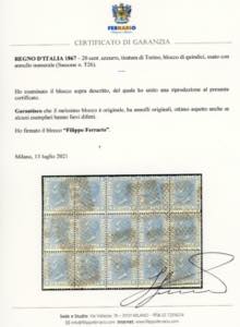 1867 - 20 cent. azzurro, tiratura ... 