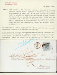 1869 - 20 cent. azzurro, tiratura ... 