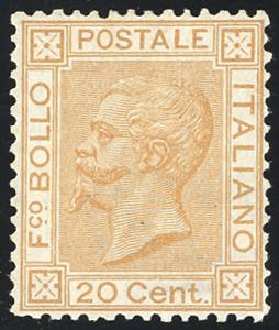 1877 - 20 cent. ocra arancio (28), ... 