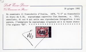 1878 - 2 cent. su 0,30 lire ... 