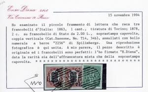 1878 - 2 cent. su 2 lire Servizio ... 