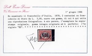 1878 - 2 cent. su 5 lire Servizio ... 