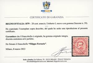 1879 - 20 cent. Umberto I (39), ... 