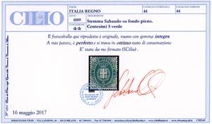 1889 - 5 cent. Stemma, fondo pieno ... 