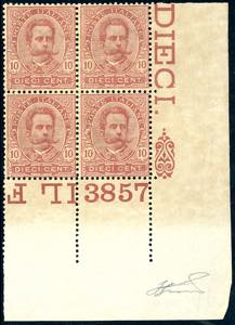 1896 - 10 cent. Umberto I (60), blocco di ... 