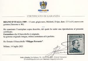 1909 - 15 cent. Michetti, II tipo ... 