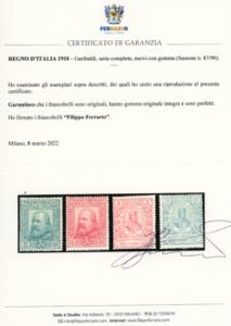 1910 - Garibaldi (87/90), gomma ... 