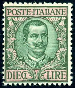 1910 - 10 lire Floreale (91), gomma ... 