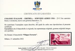 SERVIZIO AEREO 1934 - 25 + 2 lire ... 