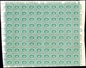 1894 - 5 cent. verde Stemma (27), foglio ... 