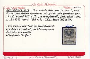 1910 - Stemma, carta sottile, ... 