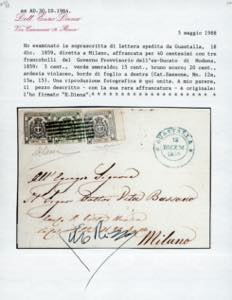 1859 - 15 cent. bruno scuro, 5 ... 