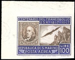 1947 - 100 lire francobollo Stati Uniti, non ... 