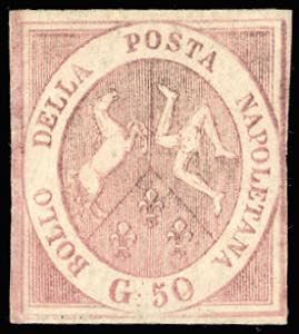 1858 - 50 grana rosa brunastro (14), gomma ... 