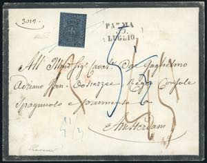 PARMA-OLANDA 1854 - 40 cent. azzurro (5), su ... 