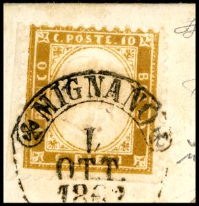 1862 - 10 cent. bruno (1c), bordo ... 