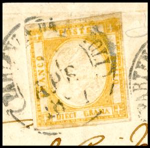 1861 - 10 grana giallo ocra, falso ... 