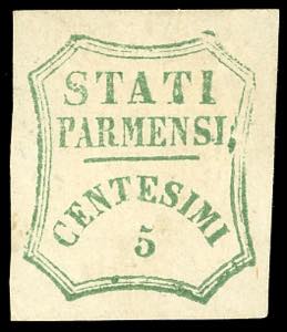 1859 - 5 cent. verde azzurro (12), nuovo, ... 