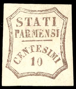 1859 - 10 cent. bruno (14), nuovo senza ... 