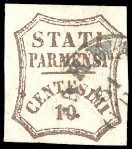 1859 - 10 cent. bruno (14), usato, perfetto. ... 