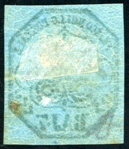 1852 - 7 baj azzurro (8), gomma ... 