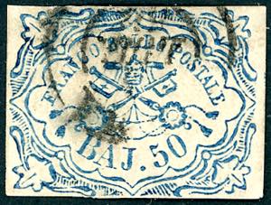 1852 - 50 baj azzurro (10), perfetto usato ... 
