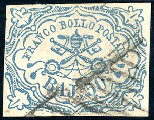 1852 - 50 baj azzurro (10), usato, perfetto. ... 