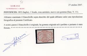 1852 - 1 scudo rosa carminio (11), ... 