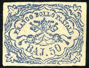 1864 - 50 baj azzurro oltremare scuro, ... 